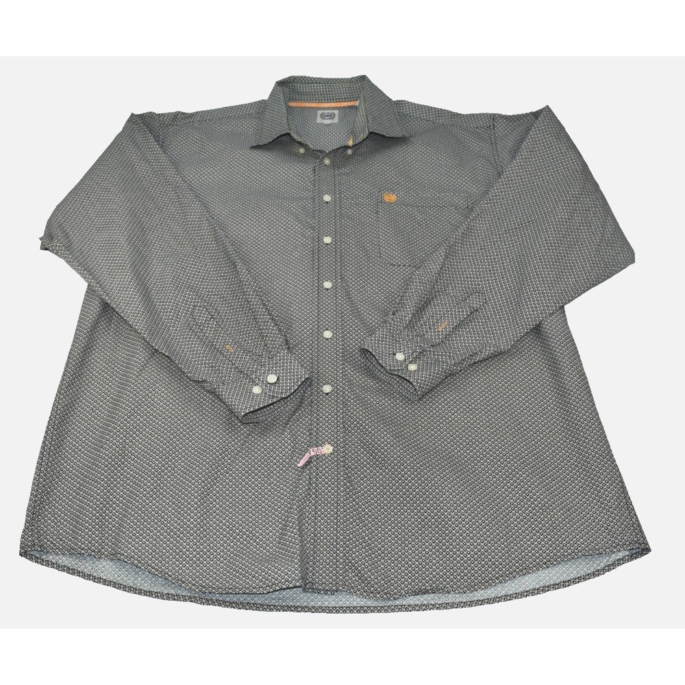 Cinch Men's Shirt Size XL Brown Button Down Geometric Print Western Long Sleeve
